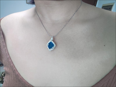 Natural Sky Whisper blue topaz alternative wire-wrapped pendant customer review photo