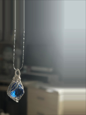 Natural Sky Whisper blue topaz alternative wire-wrapped pendant customer review photo