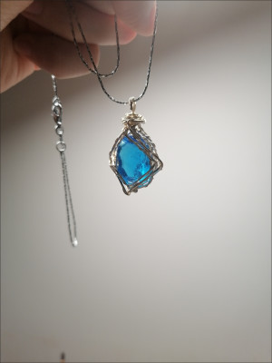 Natural Sky Whisper blue topaz alternative wire-wrapped pendant customer review photo