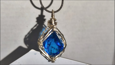 Natural Sky Whisper blue topaz alternative wire-wrapped pendant customer review photo