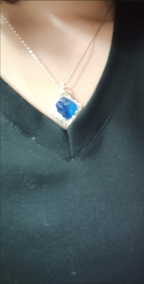 Natural Sky Whisper blue topaz alternative wire-wrapped pendant customer review photo