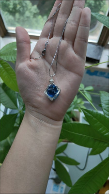 Natural Sky Whisper blue topaz alternative wire-wrapped pendant customer review photo