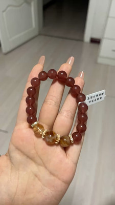 Natural strawberry pink quartz beaded bracelet customer review photo