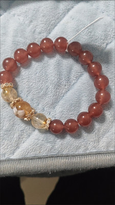 Natural strawberry pink quartz beaded bracelet customer review photo