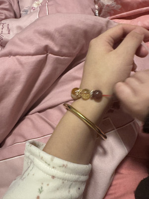 Natural strawberry pink quartz beaded bracelet customer review photo