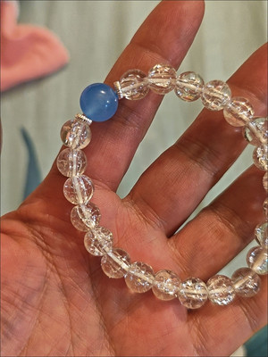 Natural white crystal aquamarine beaded bracelet customer review photo