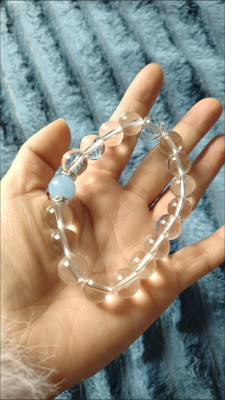 Natural white crystal aquamarine beaded bracelet customer review photo