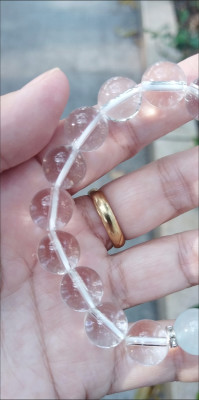 Natural white crystal aquamarine beaded bracelet customer review photo