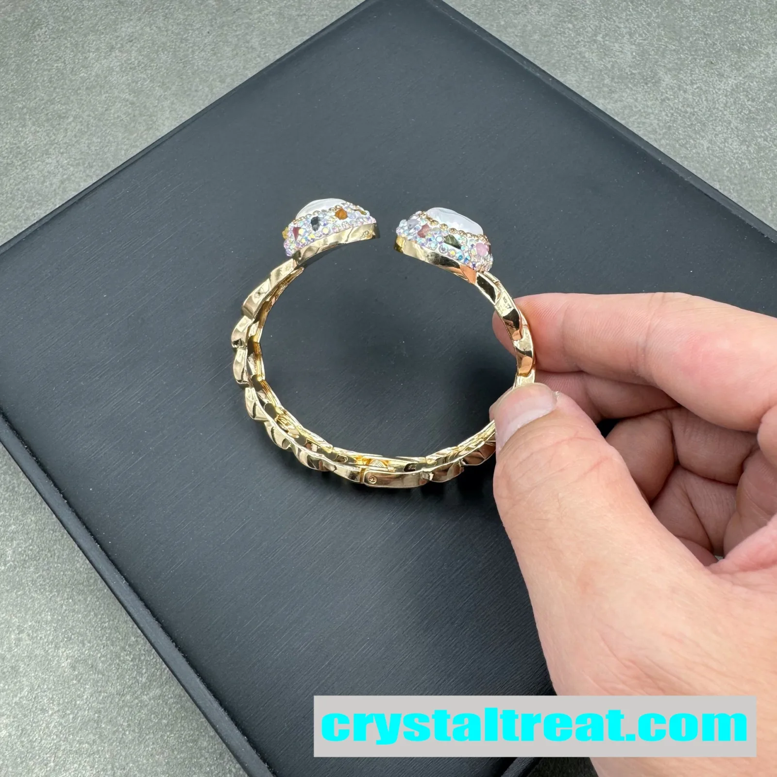 Baroque Pearl and Crystal Curb Link Cuff