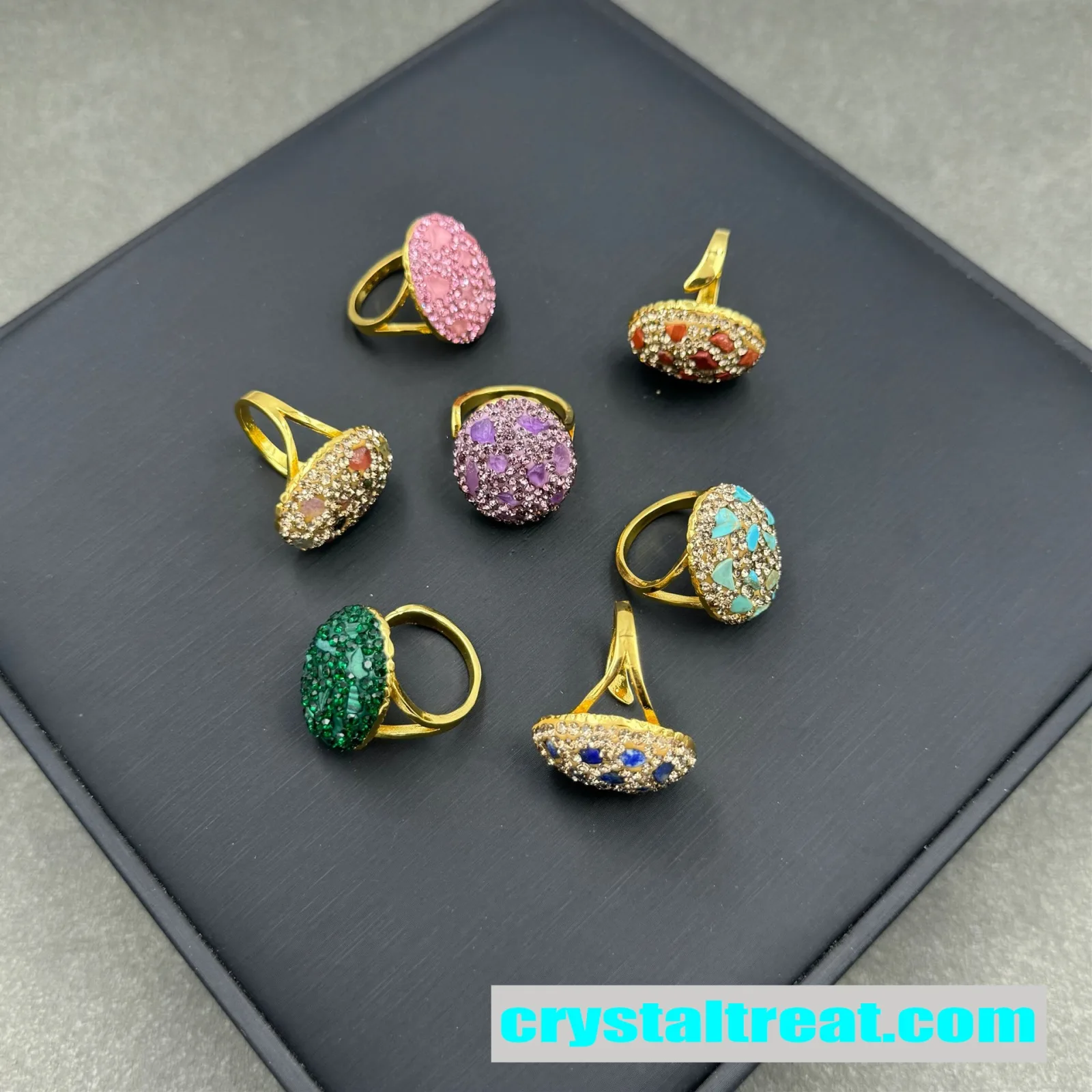 Crushed Gemstone Dome Ring