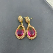 Earrings — Enhanced Gradient Radiant Red Crystal & Gold Rhinestone Jewelry Set