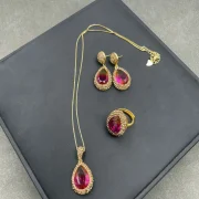 Jewelry sets — Enhanced Gradient Radiant Red Crystal & Gold Rhinestone Jewelry Set
