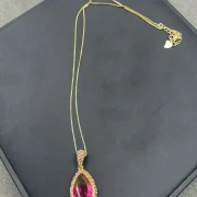 Necklace — Enhanced Gradient Radiant Red Crystal & Gold Rhinestone Jewelry Set