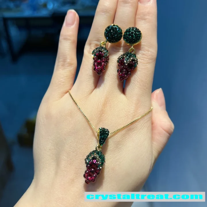 Handmade Grape Jewelry Set with Czech Crystals