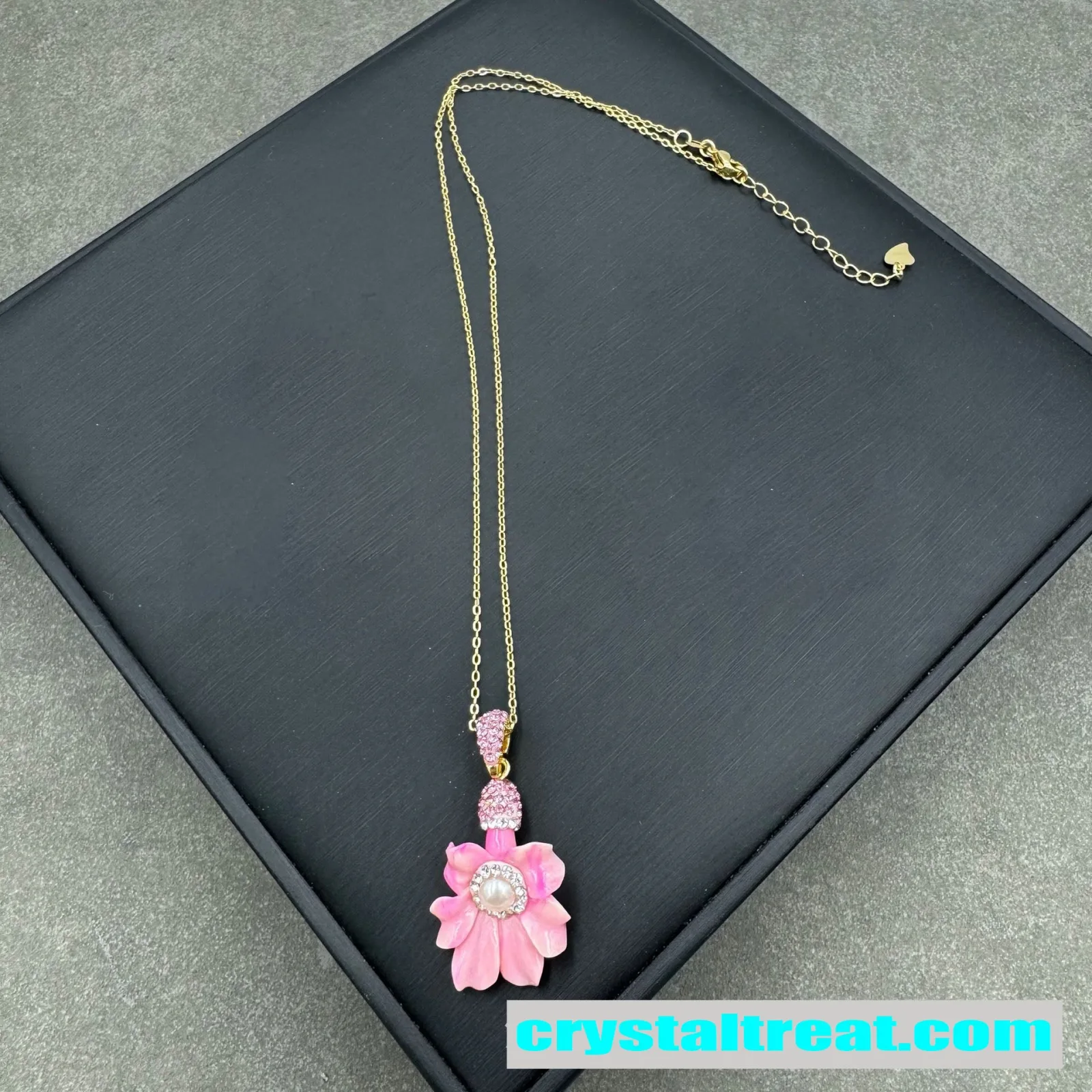 Handmade Magnolia Flower Pearl and Diamond Jewelry Set