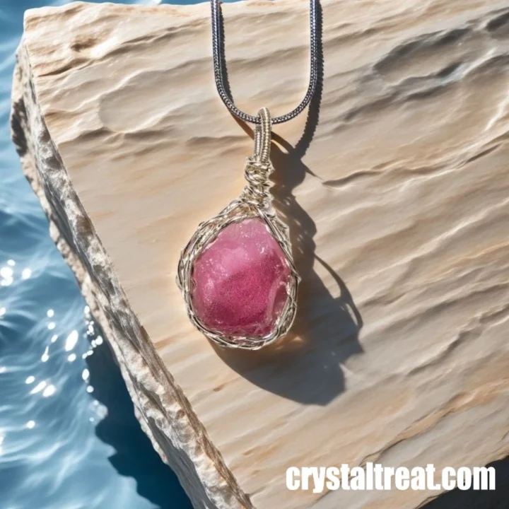 Handmade Natural Aphrodite's Embrace Raw Rose Quartz Wire-Wrapped Pendant product image 1