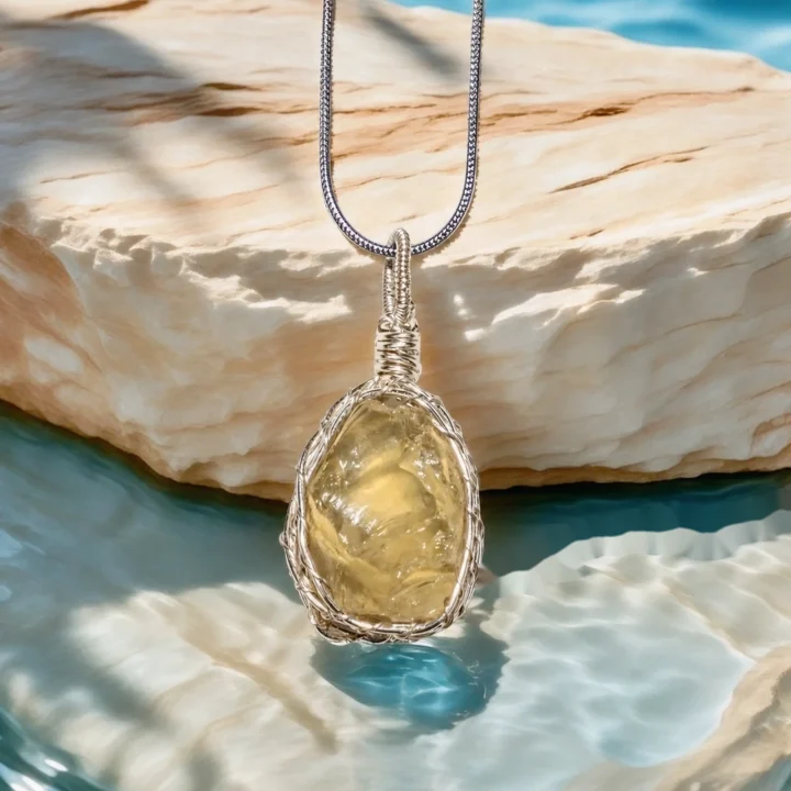 Handmade Natural "Captured Sunshine" Raw Citrine Wire-Wrapped Pendant product image 1