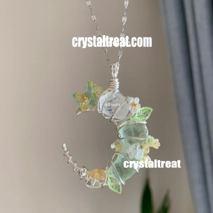 Handmade Natural Crystal Moon Garden Pendant product image 1