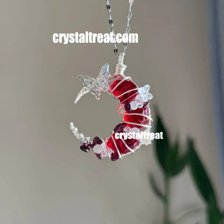 Handmade Natural Garnet Moon Pendant
