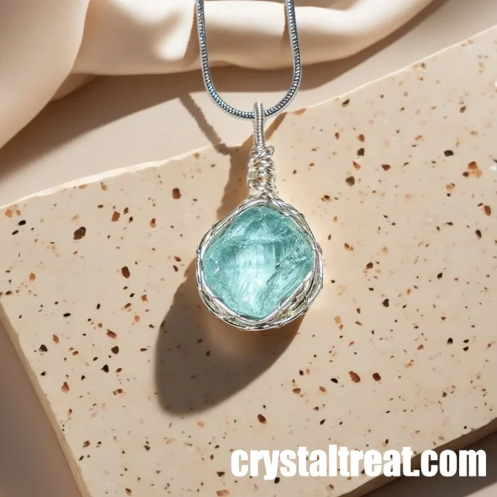Handmade Natural Ocean's Soul Raw Aquamarine Wire-Wrapped Pendant product image 1