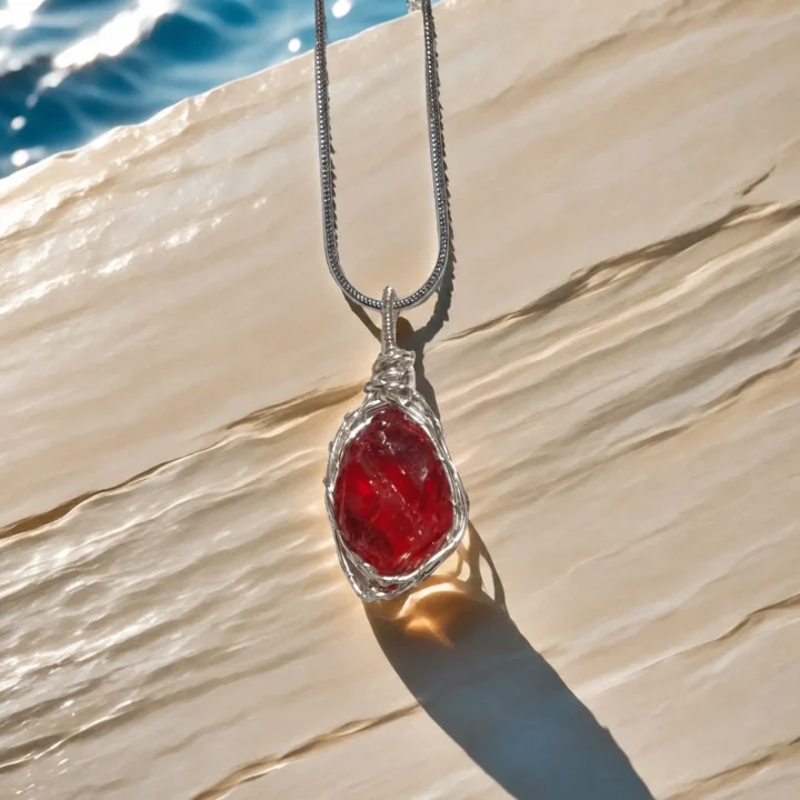 Handmade Natural Persephone's Passion Raw Garnet Pendant Necklace product image 1