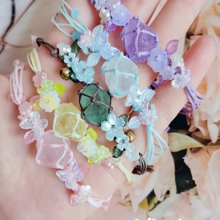 Handmade Natural "Summer Blossom" Crystal Woven Bracelet product image 1