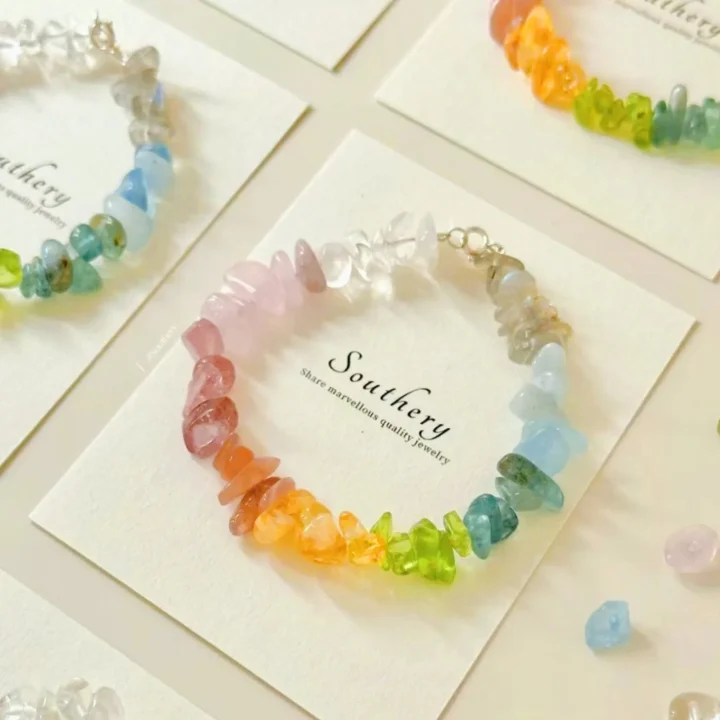 Handmade "Summer Rainbow" Natural & Colored Crystal Chip Bracelet product image 1