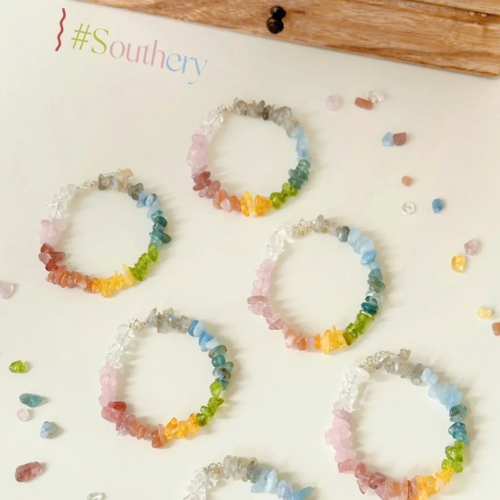 Handmade "Summer Rainbow" Natural & Colored Crystal Chip Bracelet product image 6