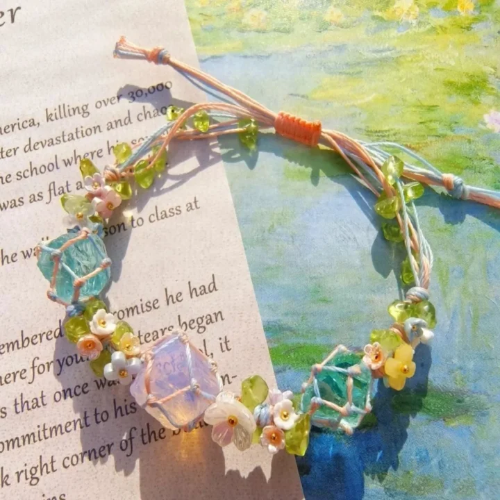 Handwoven Natural Crystal, Opal, and Fashion Raw Stone Bracelet product image 1