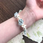B — Handwoven Natural Raw Crystal Aquamarine and Multi-Gemstone Bracelet