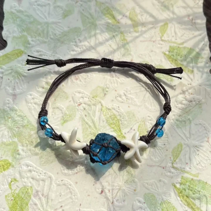 Handwoven Natural Raw Crystal Aquamarine and Multi-Gemstone Bracelet product image 1