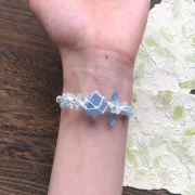 C — Handwoven Natural Raw Crystal Aquamarine and Multi-Gemstone Bracelet