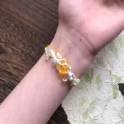D — Handwoven Natural Raw Crystal Aquamarine and Multi-Gemstone Bracelet