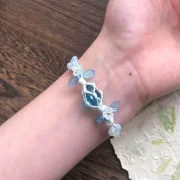 E — Handwoven Natural Raw Crystal Aquamarine and Multi-Gemstone Bracelet