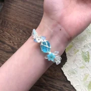 F — Handwoven Natural Raw Crystal Aquamarine and Multi-Gemstone Bracelet