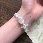 J — Handwoven Natural Raw Crystal Aquamarine and Multi-Gemstone Bracelet