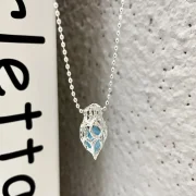 Aquamarine — Heart-Shaped Aquamarine & Crystal Pendant Necklace