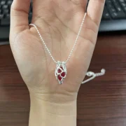 Red crystal — Heart-Shaped Aquamarine & Crystal Pendant Necklace