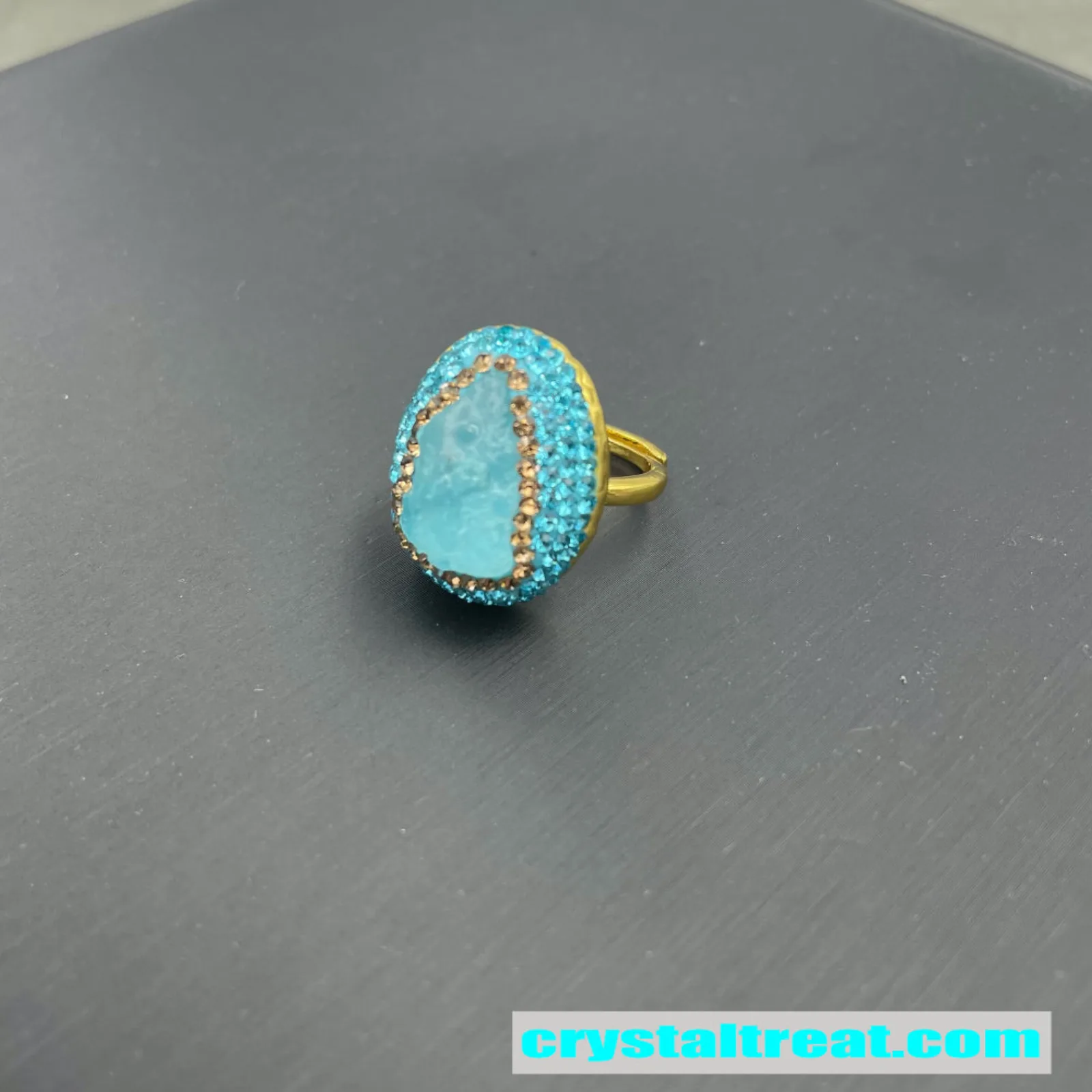 Natural Aquamarine Raw Stone Inlay Jewelry Set
