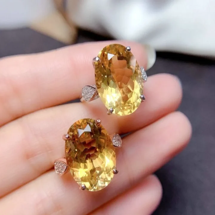 Natural Citrine Ring with Diamond-Cut Finish Adjustable ring size product image 1