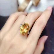 Argent — Natural Citrine Ring with Diamond-Cut Finish Adjustable ring size