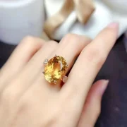 Golden — Natural Citrine Ring with Diamond-Cut Finish Adjustable ring size
