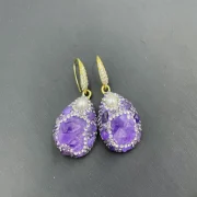 Earrings — Natural Czech Amethyst & Pearl Jewelry Set