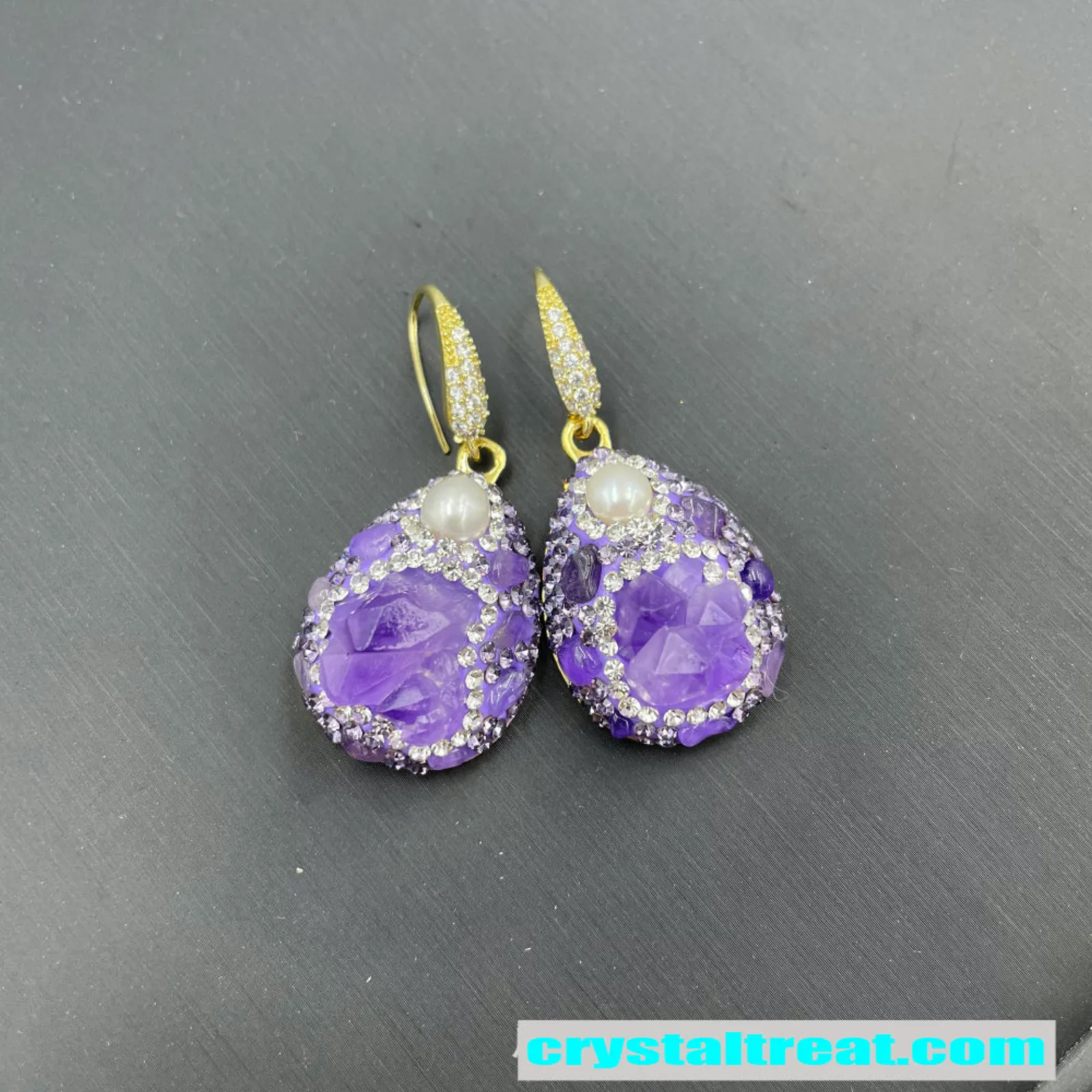 Natural Czech Amethyst & Pearl Jewelry Set