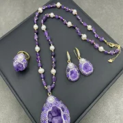 Jewelry sets — Natural Czech Amethyst & Pearl Jewelry Set