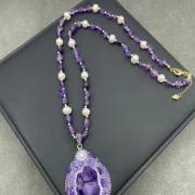Necklace — Natural Czech Amethyst & Pearl Jewelry Set