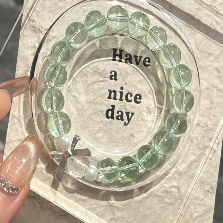Natural Green Phantom Quartz Crystal Beaded Bracelet product image 1