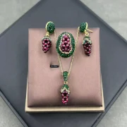 Jewelry sets — natural Handmade Grape Jewelry Set with Czech Crystals