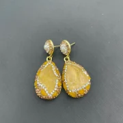 Earrings — Natural Handmade Raw Citrine and Pearl Jewelry Set