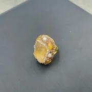 Ring — Natural Handmade Raw Citrine and Pearl Jewelry Set